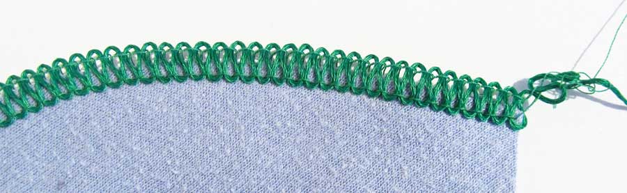 Serged edge with heavy thread