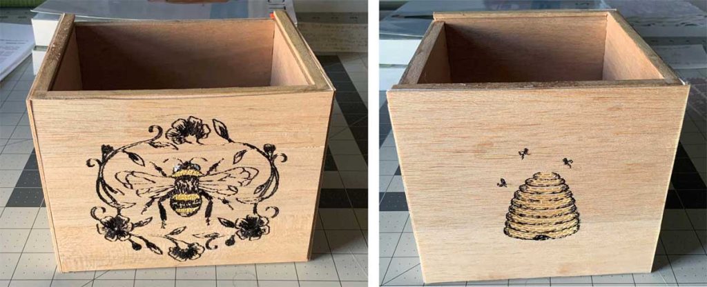 Embroidered wood box