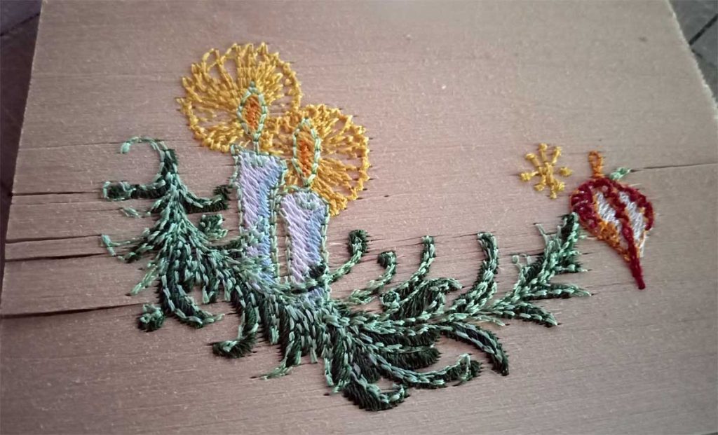 Embroidery on wood