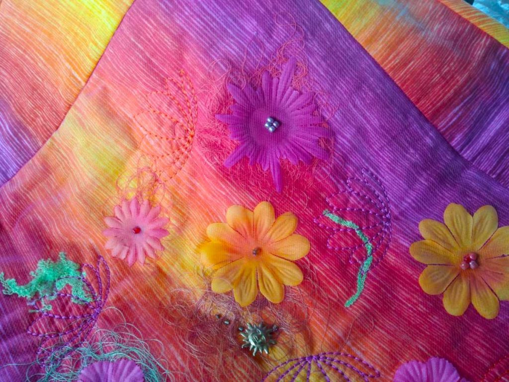 silk flower on fabric