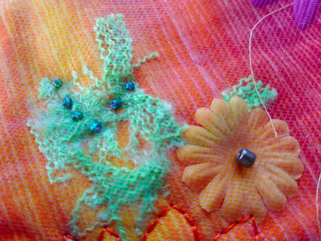 silk flower on fabric