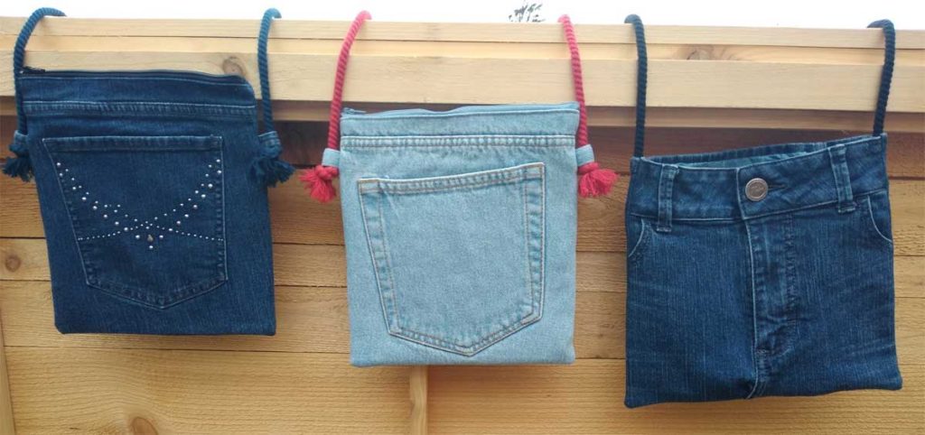 Repurposed jeans made into bags