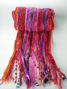 Pink scarf made with artistic fiber