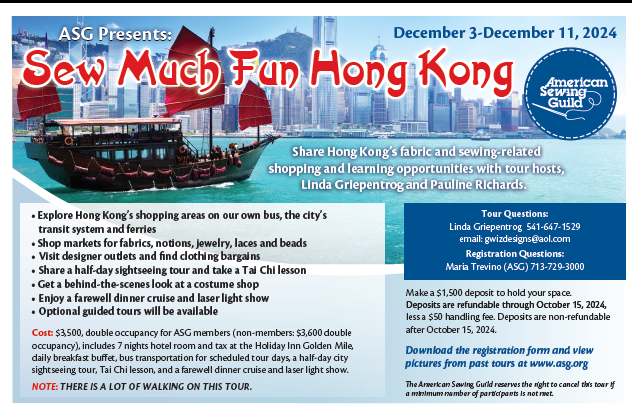 Hong Kong Sew Much Fun tour 2024