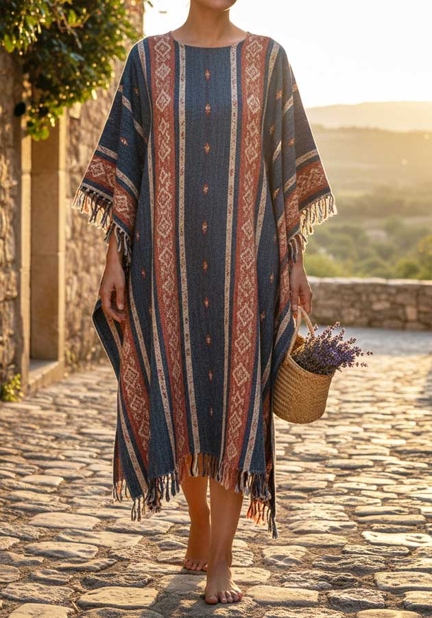 Simple dress made with handwoven fabric