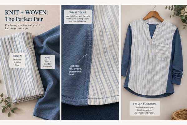 Using knit and woven fabric